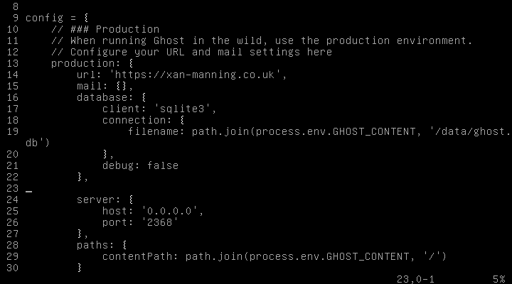 Ghost JS Config